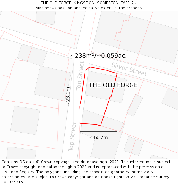 THE OLD FORGE, KINGSDON, SOMERTON, TA11 7JU: Plot and title map