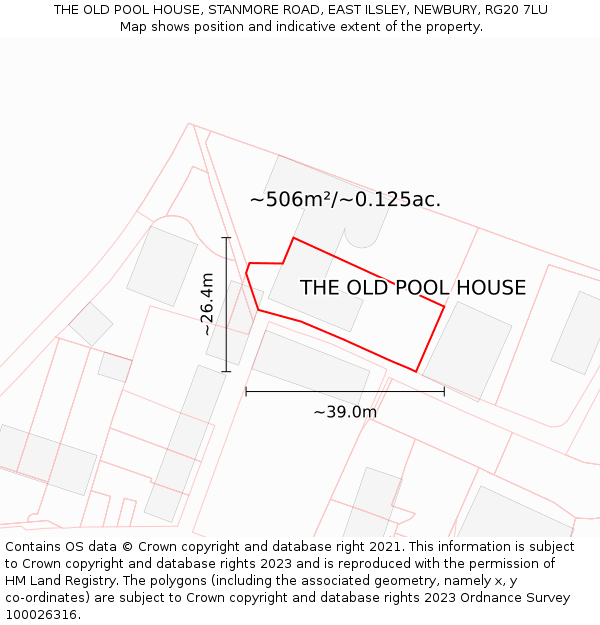 THE OLD POOL HOUSE, STANMORE ROAD, EAST ILSLEY, NEWBURY, RG20 7LU: Plot and title map