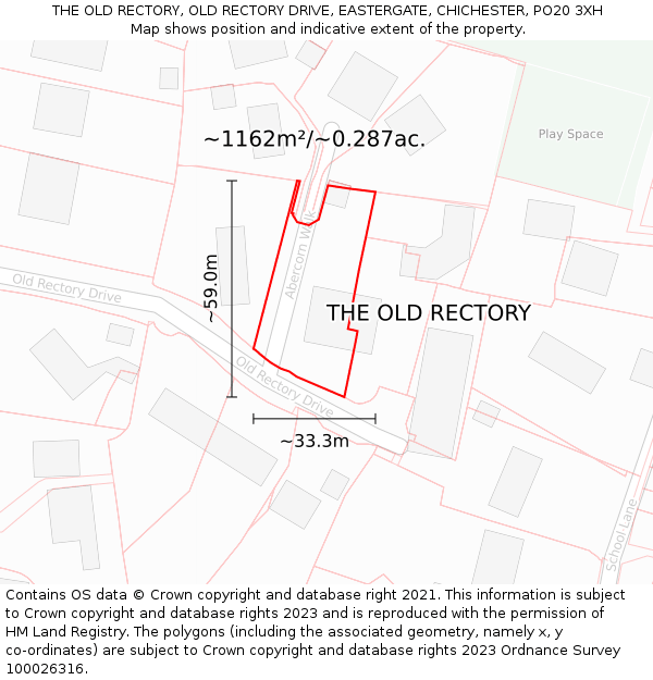 THE OLD RECTORY, OLD RECTORY DRIVE, EASTERGATE, CHICHESTER, PO20 3XH: Plot and title map