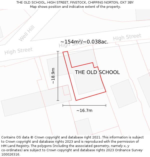 THE OLD SCHOOL, HIGH STREET, FINSTOCK, CHIPPING NORTON, OX7 3BY: Plot and title map