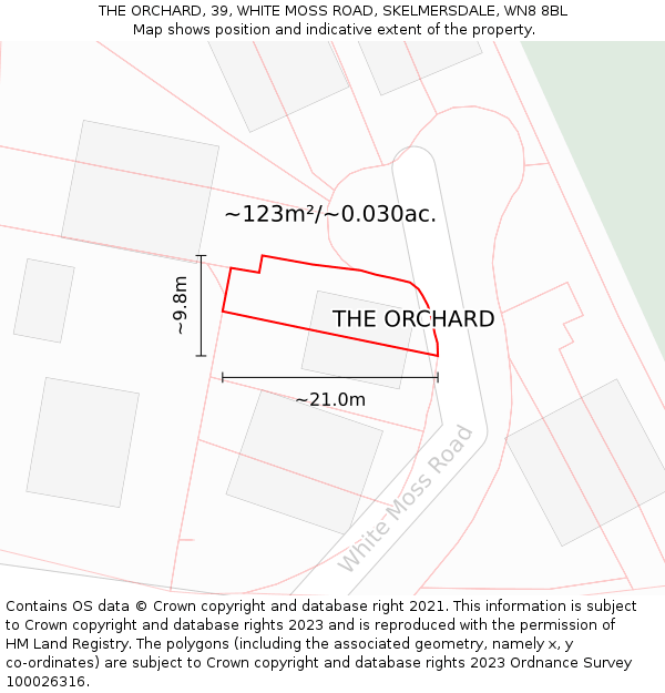 THE ORCHARD, 39, WHITE MOSS ROAD, SKELMERSDALE, WN8 8BL: Plot and title map