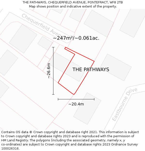 THE PATHWAYS, CHEQUERFIELD AVENUE, PONTEFRACT, WF8 2TB: Plot and title map