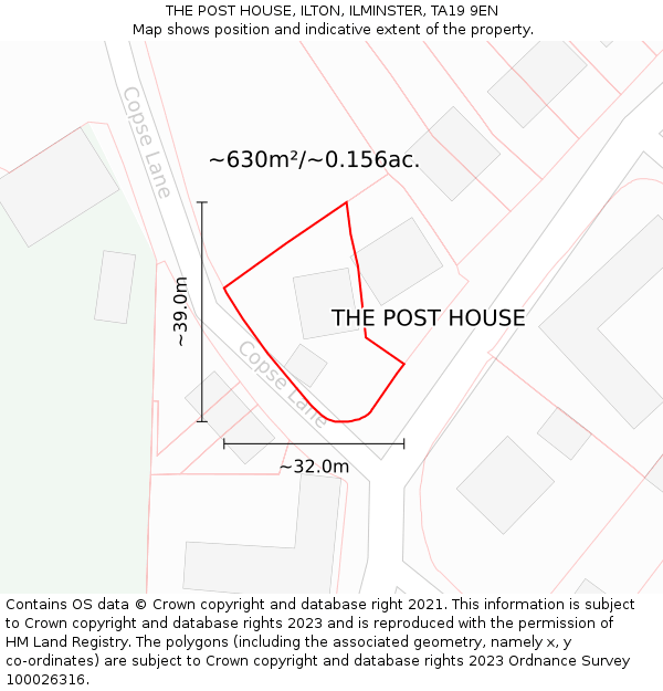 THE POST HOUSE, ILTON, ILMINSTER, TA19 9EN: Plot and title map