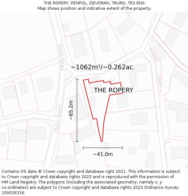 THE ROPERY, PENPOL, DEVORAN, TRURO, TR3 6NS: Plot and title map