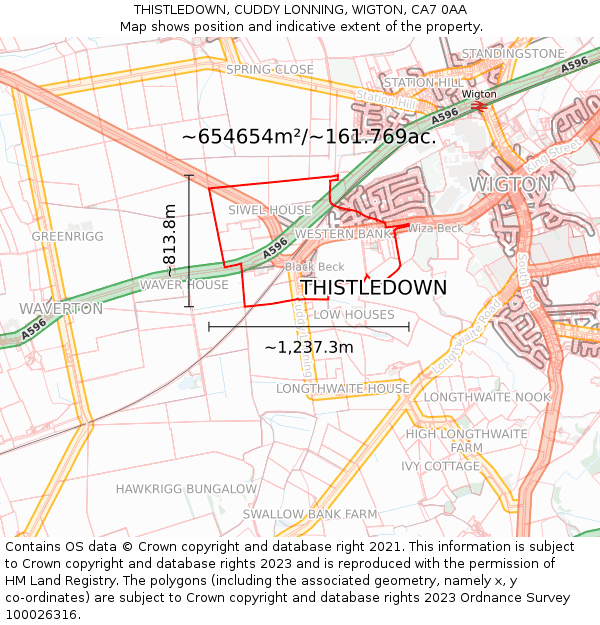 THISTLEDOWN, CUDDY LONNING, WIGTON, CA7 0AA: Plot and title map