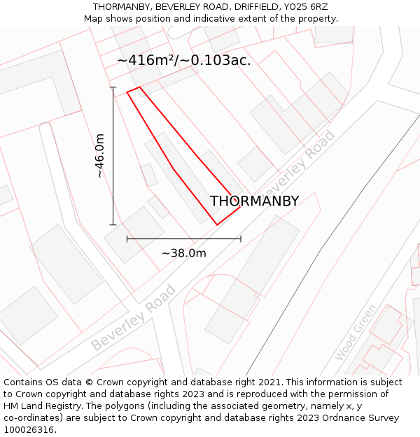 THORMANBY, BEVERLEY ROAD, DRIFFIELD, YO25 6RZ: Plot and title map