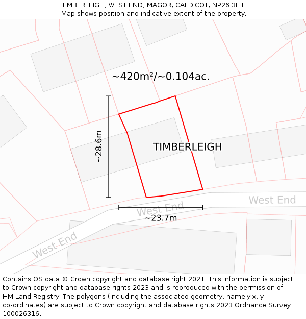 TIMBERLEIGH, WEST END, MAGOR, CALDICOT, NP26 3HT: Plot and title map