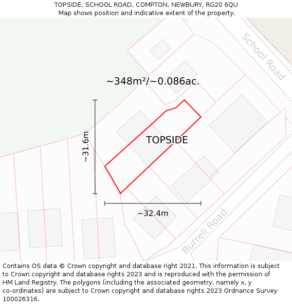 TOPSIDE, SCHOOL ROAD, COMPTON, NEWBURY, RG20 6QU: Plot and title map
