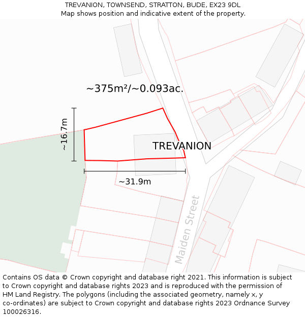 TREVANION, TOWNSEND, STRATTON, BUDE, EX23 9DL: Plot and title map