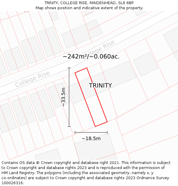 TRINITY, COLLEGE RISE, MAIDENHEAD, SL6 6BP: Plot and title map