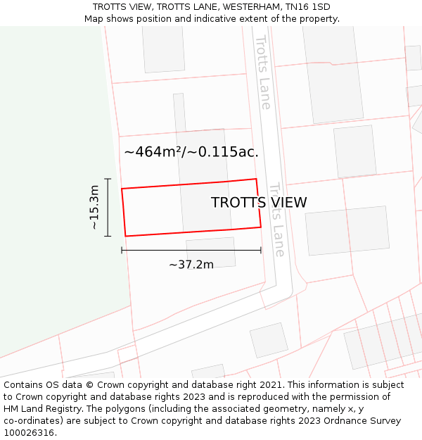 TROTTS VIEW, TROTTS LANE, WESTERHAM, TN16 1SD: Plot and title map