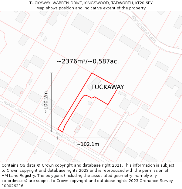 TUCKAWAY, WARREN DRIVE, KINGSWOOD, TADWORTH, KT20 6PY: Plot and title map