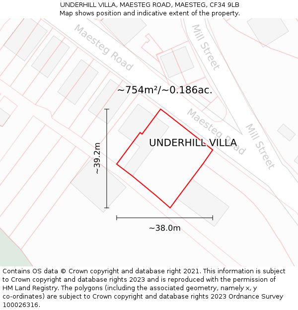 UNDERHILL VILLA, MAESTEG ROAD, MAESTEG, CF34 9LB: Plot and title map