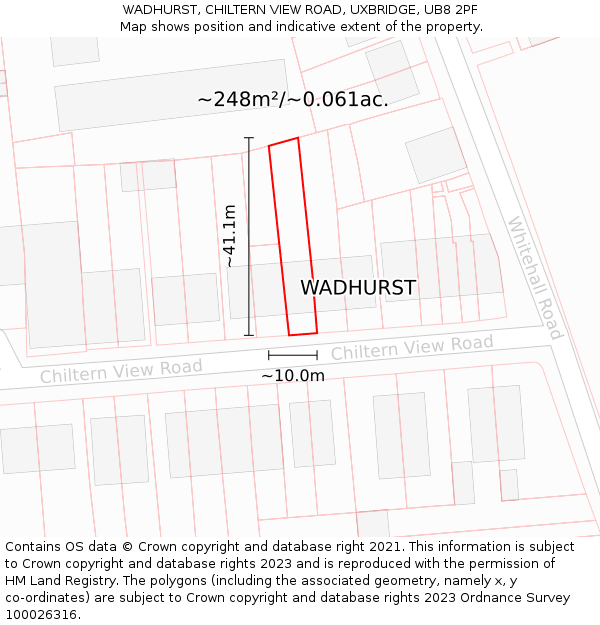 WADHURST, CHILTERN VIEW ROAD, UXBRIDGE, UB8 2PF: Plot and title map