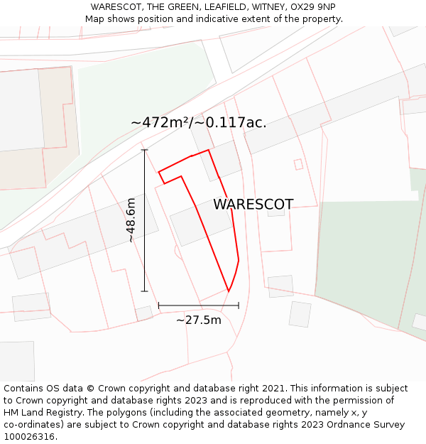 WARESCOT, THE GREEN, LEAFIELD, WITNEY, OX29 9NP: Plot and title map