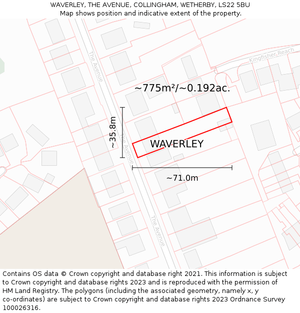 WAVERLEY, THE AVENUE, COLLINGHAM, WETHERBY, LS22 5BU: Plot and title map