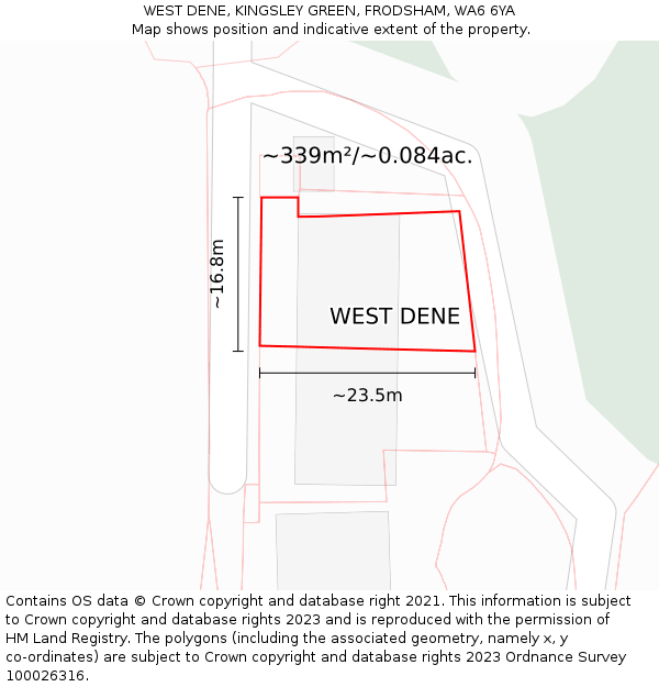 WEST DENE, KINGSLEY GREEN, FRODSHAM, WA6 6YA: Plot and title map