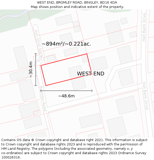 WEST END, BROMLEY ROAD, BINGLEY, BD16 4DA: Plot and title map