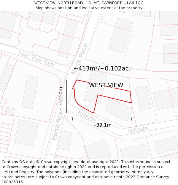 WEST VIEW, NORTH ROAD, HOLME, CARNFORTH, LA6 1QG: Plot and title map