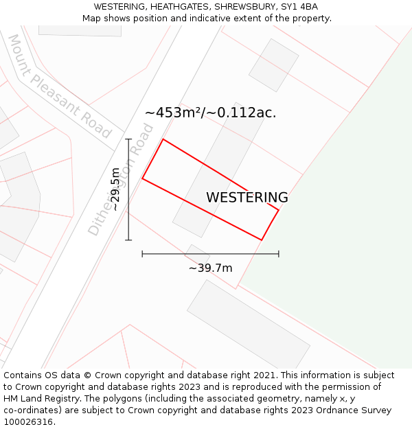 WESTERING, HEATHGATES, SHREWSBURY, SY1 4BA: Plot and title map