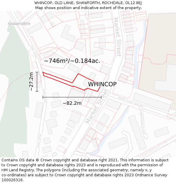 WHINCOP, OLD LANE, SHAWFORTH, ROCHDALE, OL12 8EJ: Plot and title map