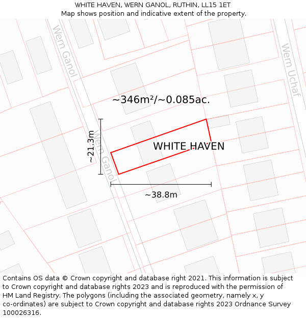 WHITE HAVEN, WERN GANOL, RUTHIN, LL15 1ET: Plot and title map