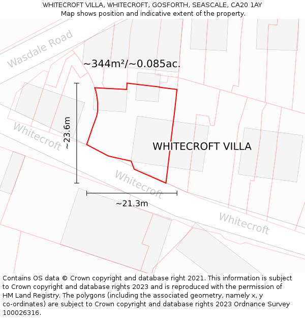 WHITECROFT VILLA, WHITECROFT, GOSFORTH, SEASCALE, CA20 1AY: Plot and title map
