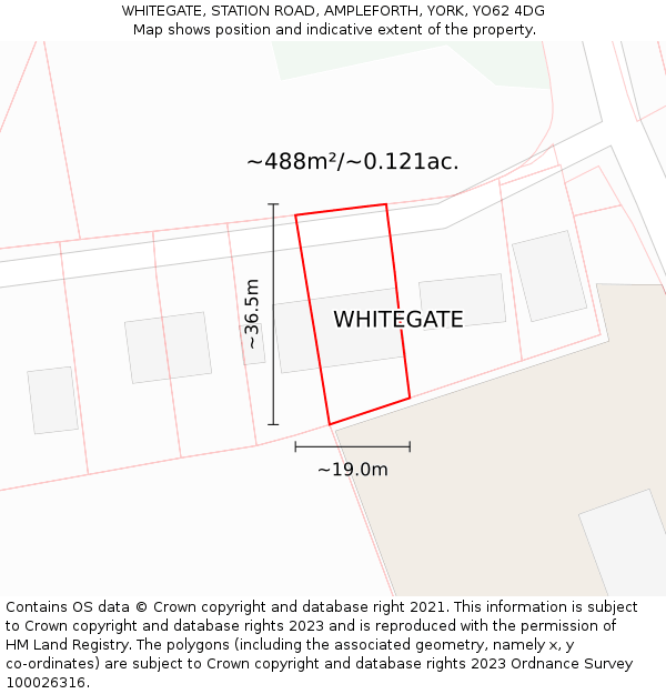 WHITEGATE, STATION ROAD, AMPLEFORTH, YORK, YO62 4DG: Plot and title map