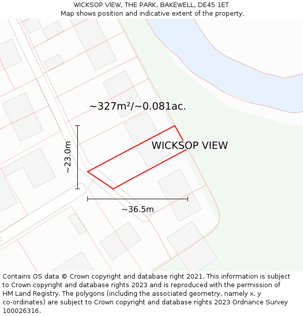 WICKSOP VIEW, THE PARK, BAKEWELL, DE45 1ET: Plot and title map