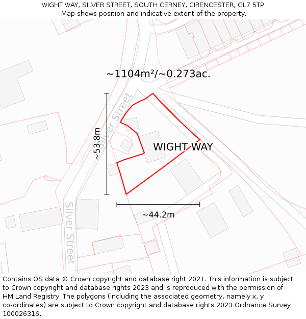 WIGHT WAY, SILVER STREET, SOUTH CERNEY, CIRENCESTER, GL7 5TP: Plot and title map