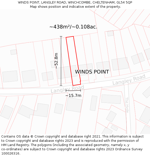 WINDS POINT, LANGLEY ROAD, WINCHCOMBE, CHELTENHAM, GL54 5QP: Plot and title map