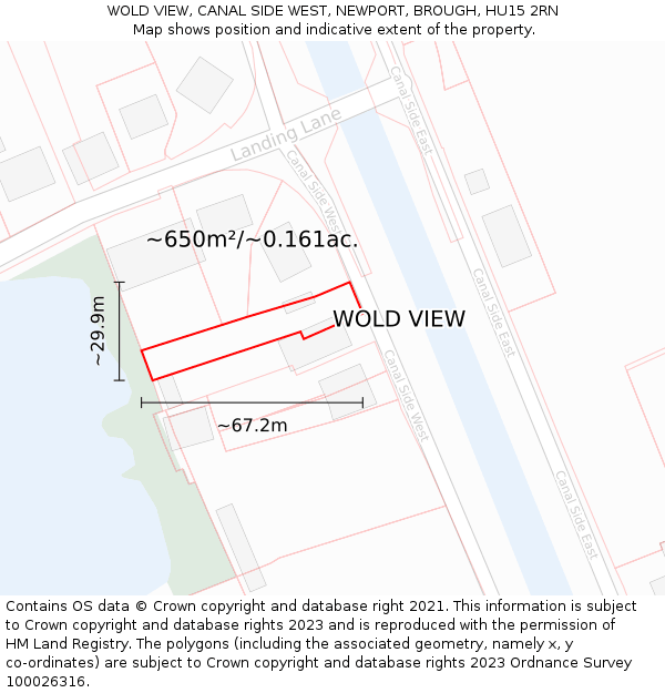 WOLD VIEW, CANAL SIDE WEST, NEWPORT, BROUGH, HU15 2RN: Plot and title map
