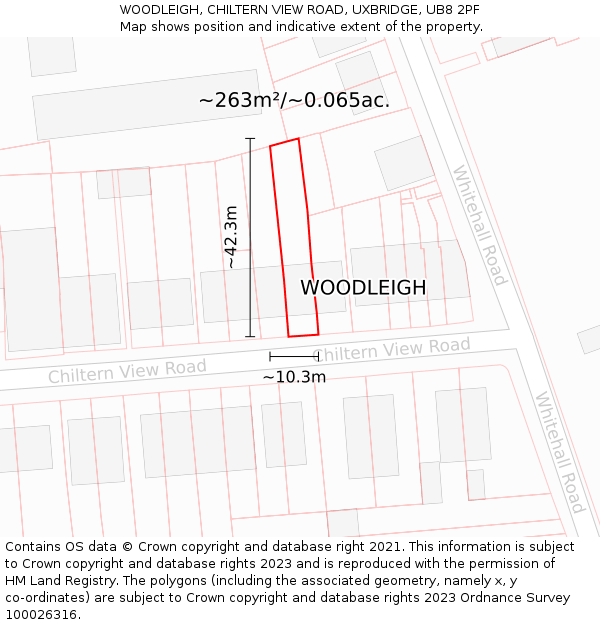 WOODLEIGH, CHILTERN VIEW ROAD, UXBRIDGE, UB8 2PF: Plot and title map