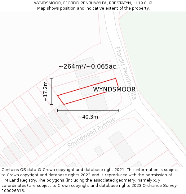 WYNDSMOOR, FFORDD PENRHWYLFA, PRESTATYN, LL19 8HP: Plot and title map