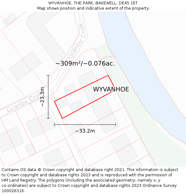 WYVANHOE, THE PARK, BAKEWELL, DE45 1ET: Plot and title map