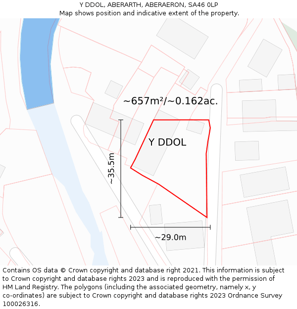 Y DDOL, ABERARTH, ABERAERON, SA46 0LP: Plot and title map
