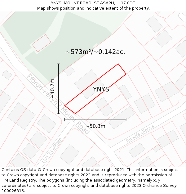 YNYS, MOUNT ROAD, ST ASAPH, LL17 0DE: Plot and title map