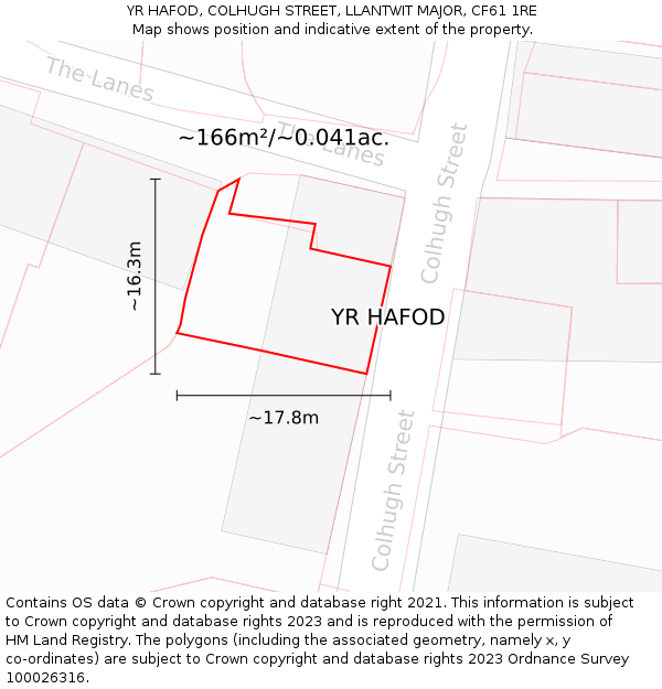 YR HAFOD, COLHUGH STREET, LLANTWIT MAJOR, CF61 1RE: Plot and title map