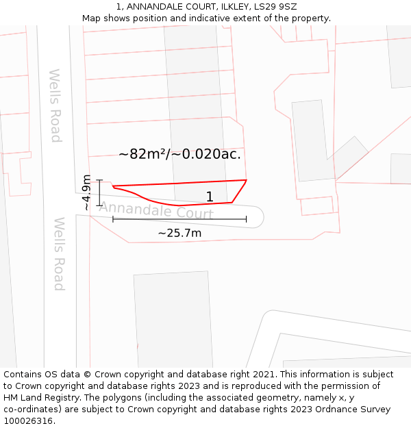 1, ANNANDALE COURT, ILKLEY, LS29 9SZ: Plot and title map