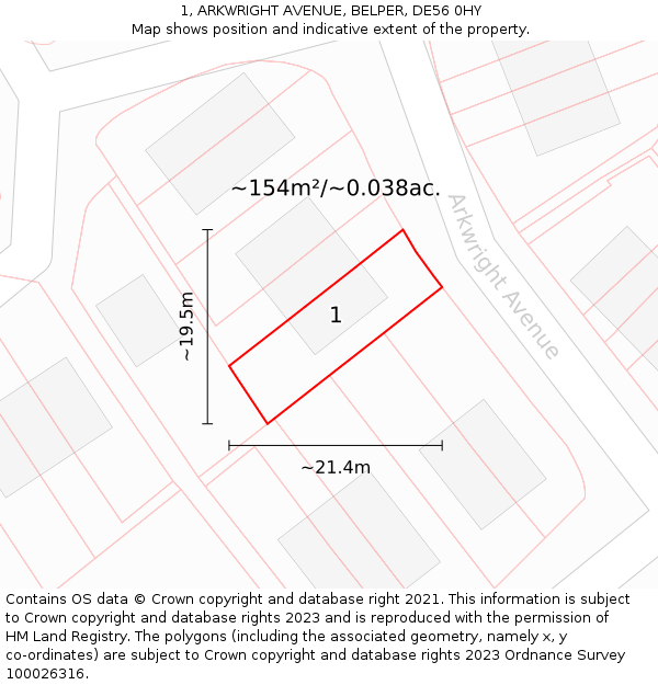 1, ARKWRIGHT AVENUE, BELPER, DE56 0HY: Plot and title map