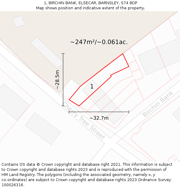 1, BIRCHIN BANK, ELSECAR, BARNSLEY, S74 8DP: Plot and title map