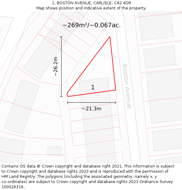 1, BOSTON AVENUE, CARLISLE, CA2 4DR: Plot and title map