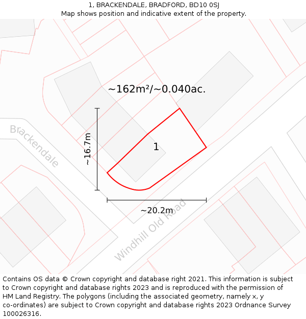 1, BRACKENDALE, BRADFORD, BD10 0SJ: Plot and title map