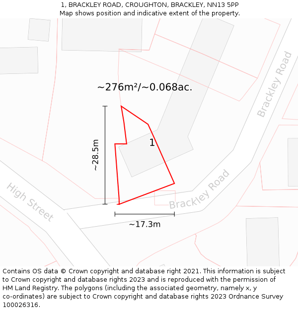 1, BRACKLEY ROAD, CROUGHTON, BRACKLEY, NN13 5PP: Plot and title map