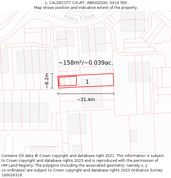 1, CALDECOTT COURT, ABINGDON, OX14 5EX: Plot and title map