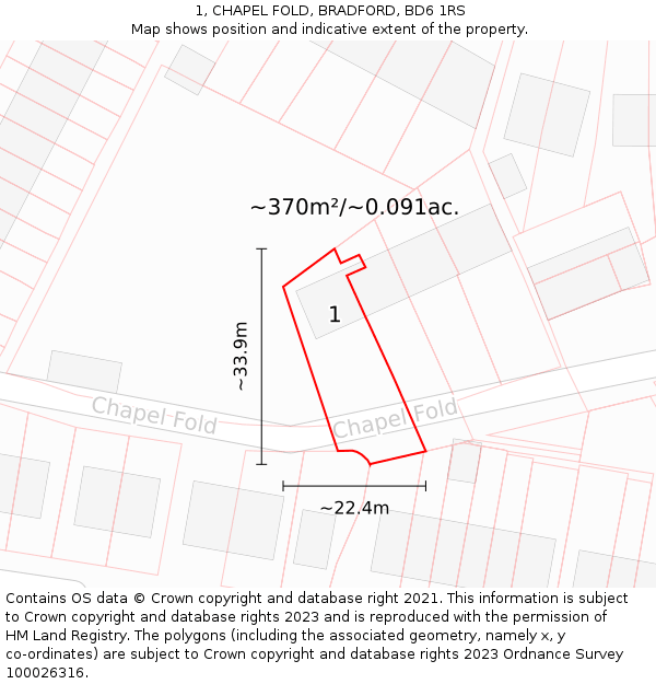 1, CHAPEL FOLD, BRADFORD, BD6 1RS: Plot and title map