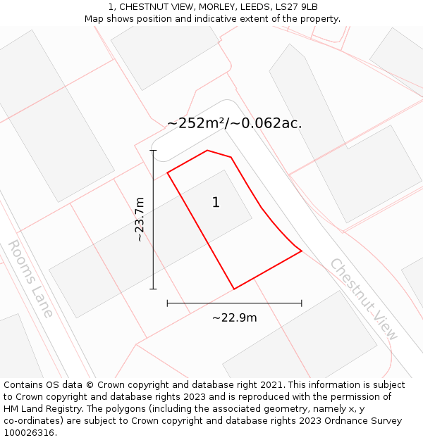 1, CHESTNUT VIEW, MORLEY, LEEDS, LS27 9LB: Plot and title map