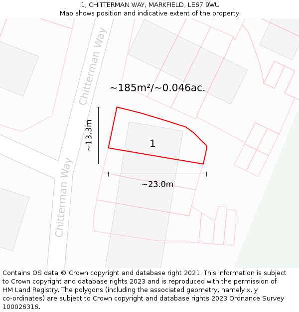 1, CHITTERMAN WAY, MARKFIELD, LE67 9WU: Plot and title map