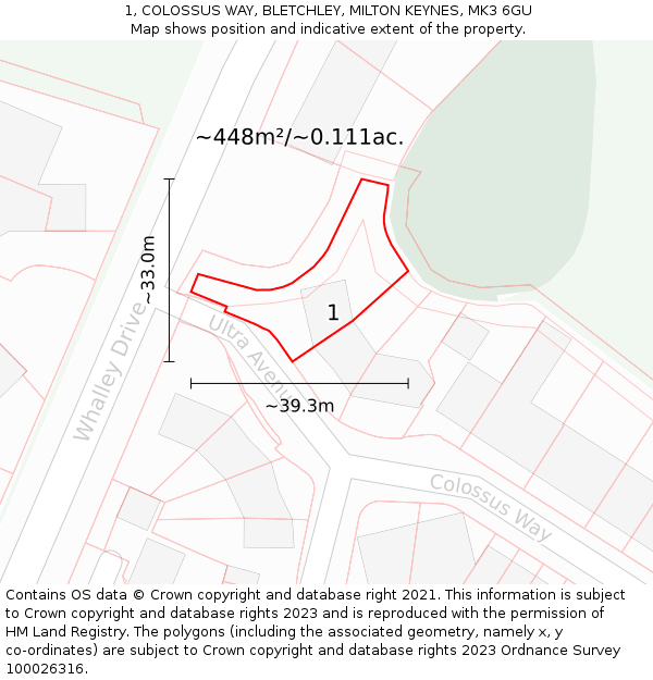 1, COLOSSUS WAY, BLETCHLEY, MILTON KEYNES, MK3 6GU: Plot and title map