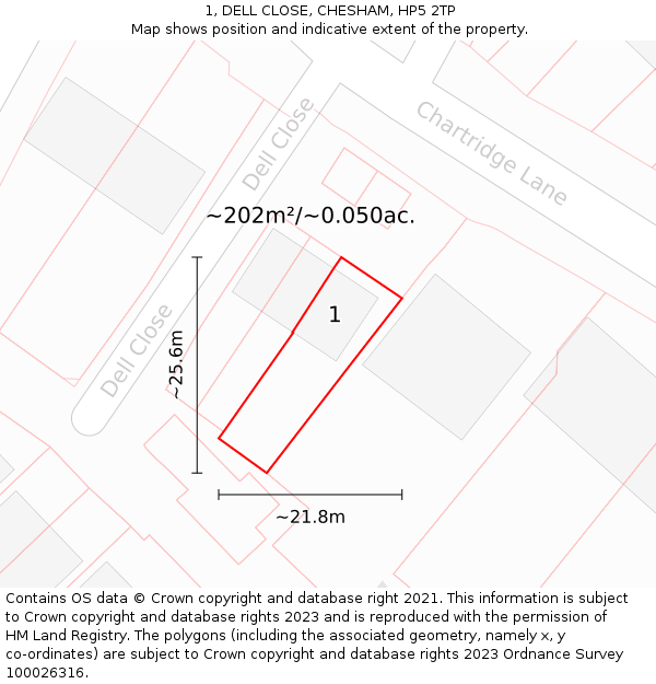 1, DELL CLOSE, CHESHAM, HP5 2TP: Plot and title map